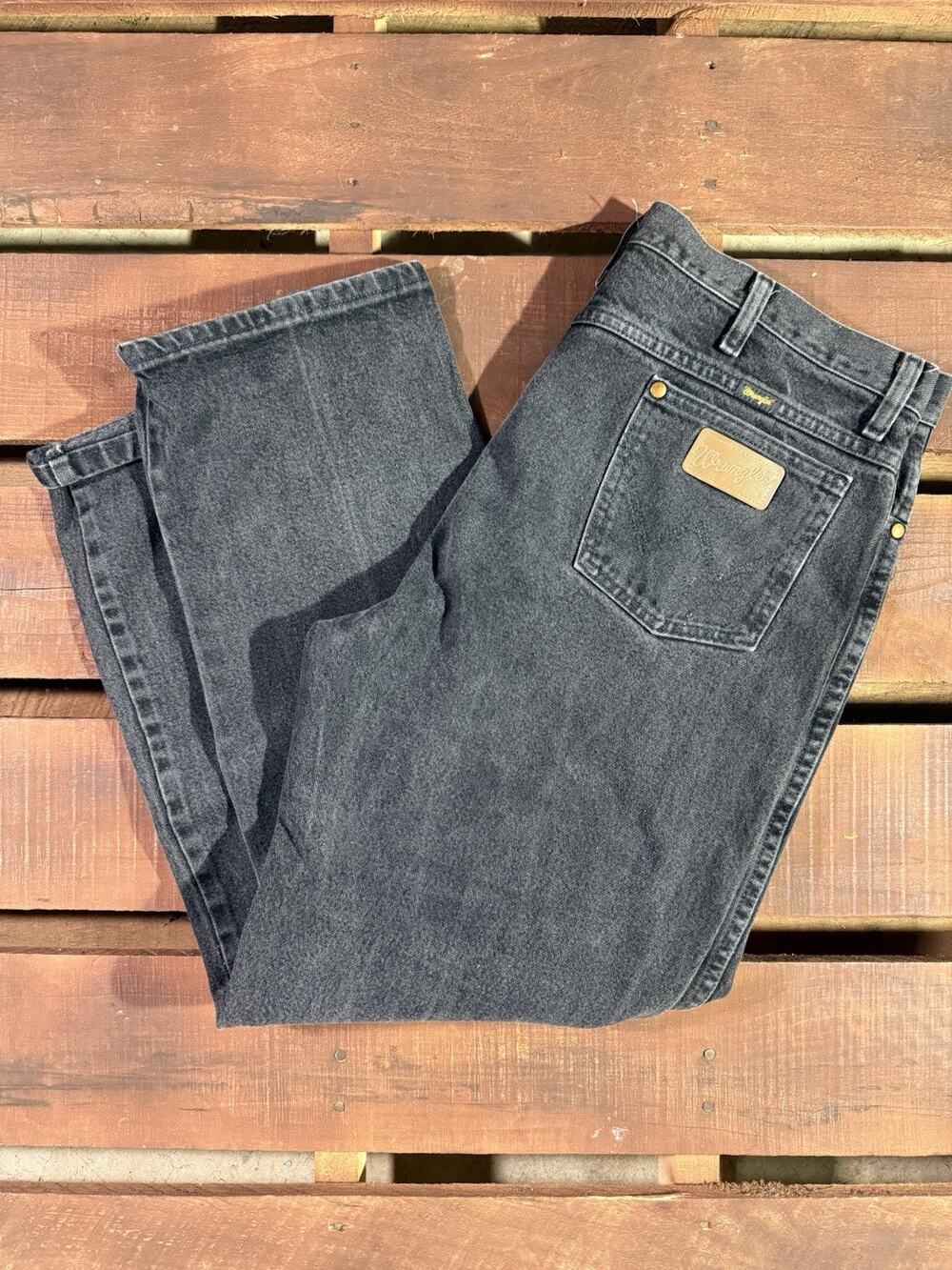 Wrangler 936WBK Mens Black Wash Straight Leg Jeans 38x30 Western Cotton USA